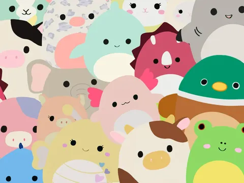 artwork of a number of squishmallows